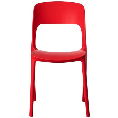 Fabulaxe Modern Plastic Outdoor Dining Chair with Open Curved Back, Red, PK 4 QI004227.RD.4
